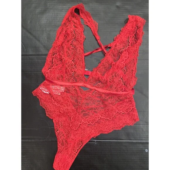Victoria's Secret 38DDD BRA SET panty+XXL BABYDOLL+XL TEDDY BODYSUIT RED lace Bras